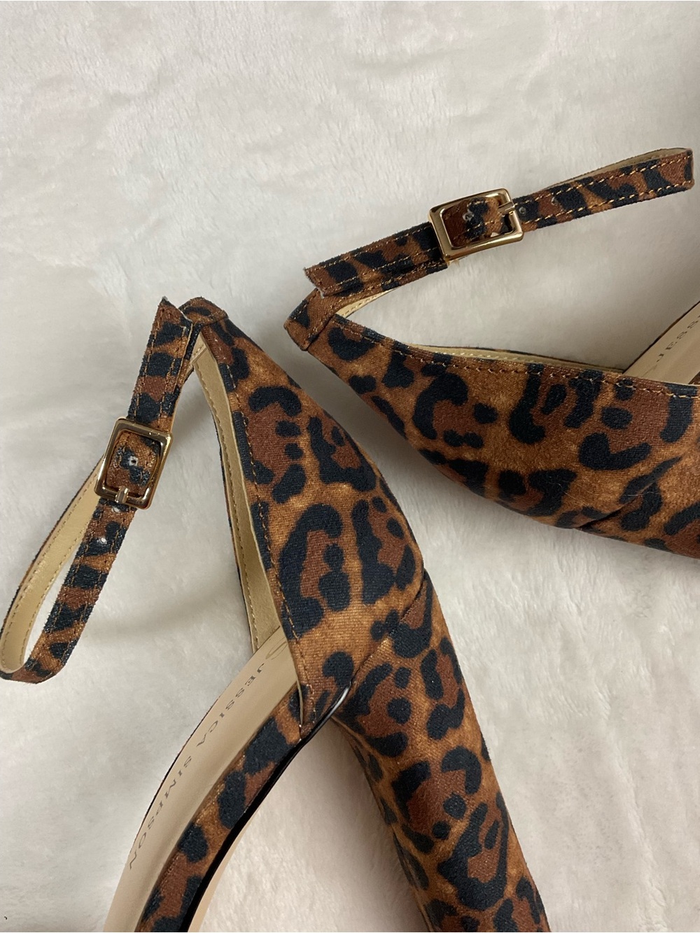Jessica Simpson Animal Print Platform Heels Ankle Strap Size 8.5 - Picture 10 of 10